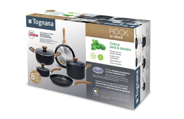 TOGNANA Topfset Grancucina Rock Wood schwarz Aluminium 8 tlg. – Bild 2