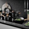 TOGNANA Topfset Grancucina Rock Wood schwarz Aluminium 8 tlg. – Bild 3