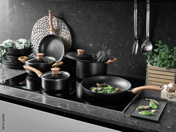 TOGNANA Topfset Grancucina Rock Wood schwarz Aluminium 8 tlg. – Bild 3