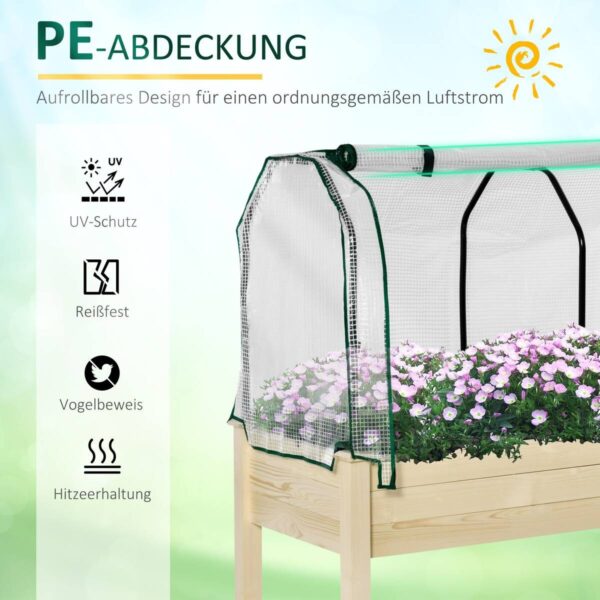 Outsunny Hochbeet natur Holz B/H/L: ca. 55x117x121 cm – Bild 4