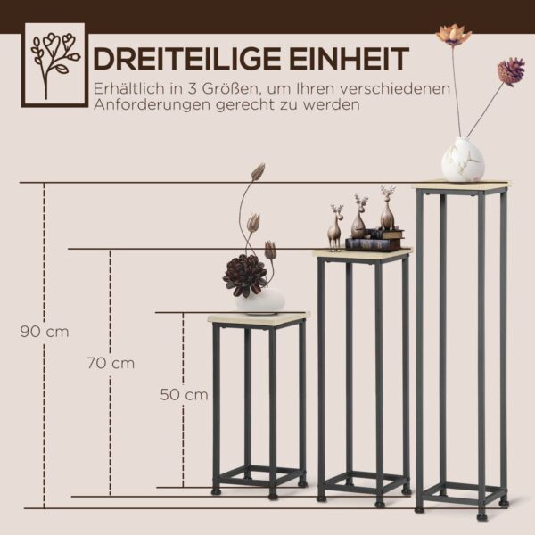 Outsunny Pflanzenständerset schwarz Stahl B/H/L: ca. 21x90x21 cm – Bild 5