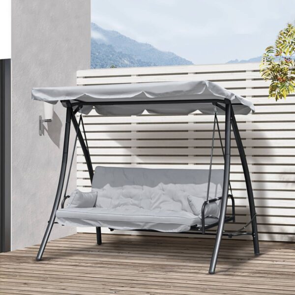 Outsunny Hollywoodschaukel grau Metall B/H/L: ca. 114x170x209 cm – Bild 3