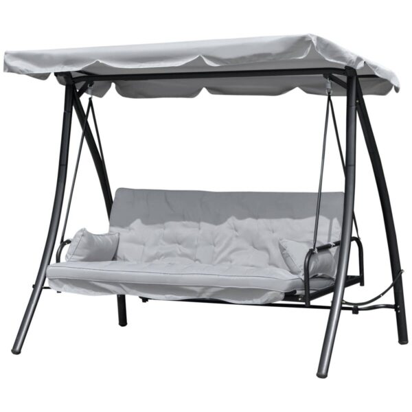 Outsunny Hollywoodschaukel grau Metall B/H/L: ca. 114x170x209 cm – Bild 4