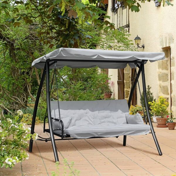 Outsunny Hollywoodschaukel grau Metall B/H/L: ca. 114x170x209 cm – Bild 5