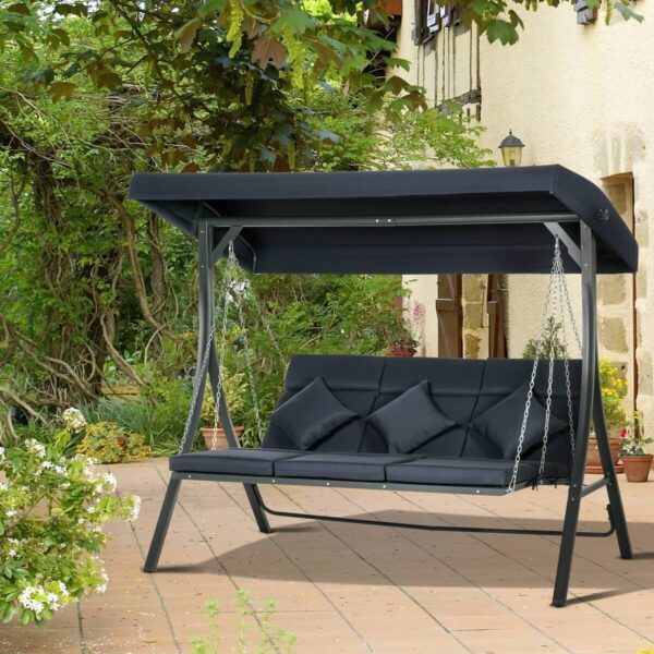 Outsunny Hollywoodschaukel dunkelblau Polyester B/H/L: ca. 118x168x198 cm – Bild 4