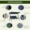 Outsunny Hollywoodschaukel dunkelblau Polyester B/H/L: ca. 118x168x198 cm – Bild 5