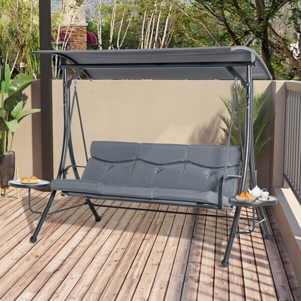 Outsunny Hollywoodschaukel grau Polyester B/H/L: ca. 125x177x271 cm Outsunny Hollywoodschaukel grau Polyester B/H/L: ca. 125x177x271 cm – Bild 3
