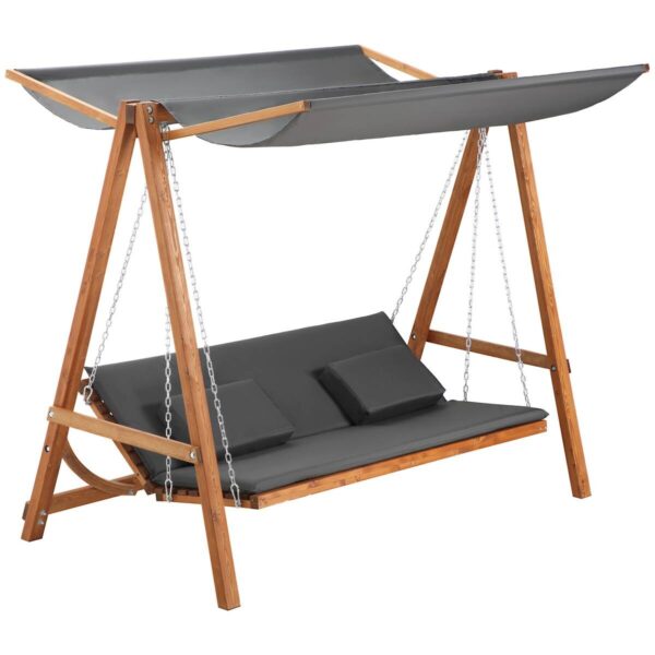 Outsunny Hollywoodschaukel mit Bettfunktion natur Polyester B/H/L: ca. 113x180x225,5 cm Outsunny Hollywoodschaukel mit Bettfunktion natur Polyester B/H/L: ca. 113x180x225,5 cm – Bild 2