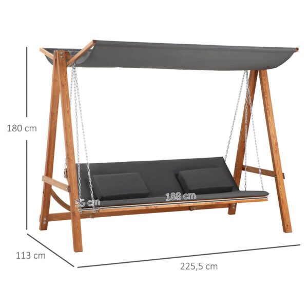 Outsunny Hollywoodschaukel mit Bettfunktion natur Polyester B/H/L: ca. 113x180x225,5 cm Outsunny Hollywoodschaukel mit Bettfunktion natur Polyester B/H/L: ca. 113x180x225,5 cm – Bild 3