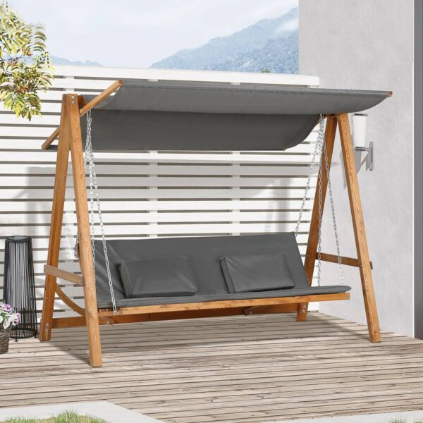 Outsunny Hollywoodschaukel mit Bettfunktion natur Polyester B/H/L: ca. 113x180x225,5 cm Outsunny Hollywoodschaukel mit Bettfunktion natur Polyester B/H/L: ca. 113x180x225,5 cm – Bild 5
