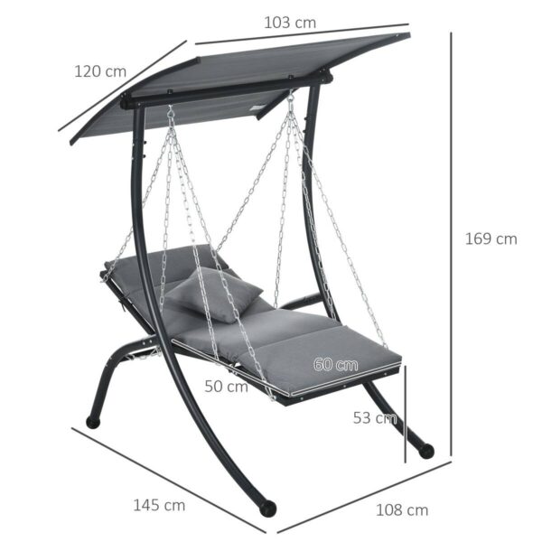 Outsunny Hollywoodschaukel dunkelgrau Stoff B/H/L: ca. 145x169x108 cm – Bild 2