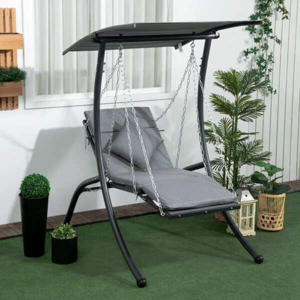 Outsunny Hollywoodschaukel dunkelgrau Stoff B/H/L: ca. 145x169x108 cm – Bild 3