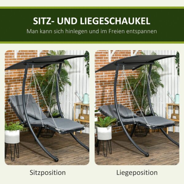 Outsunny Hollywoodschaukel dunkelgrau Stoff B/H/L: ca. 145x169x108 cm – Bild 4