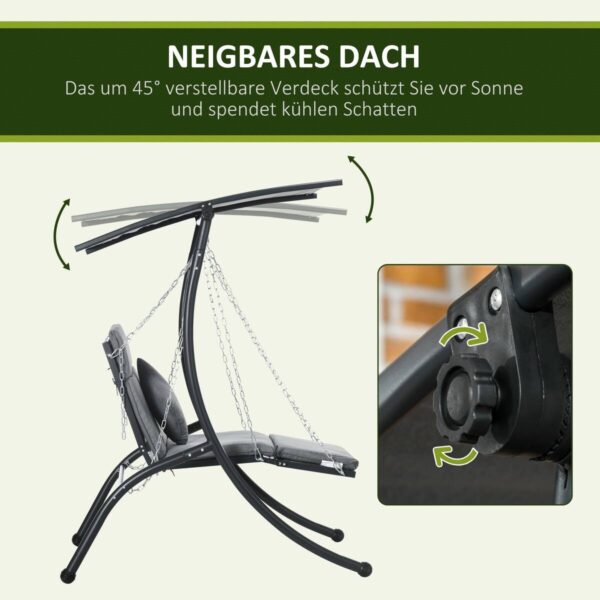 Outsunny Hollywoodschaukel dunkelgrau Stoff B/H/L: ca. 145x169x108 cm – Bild 5