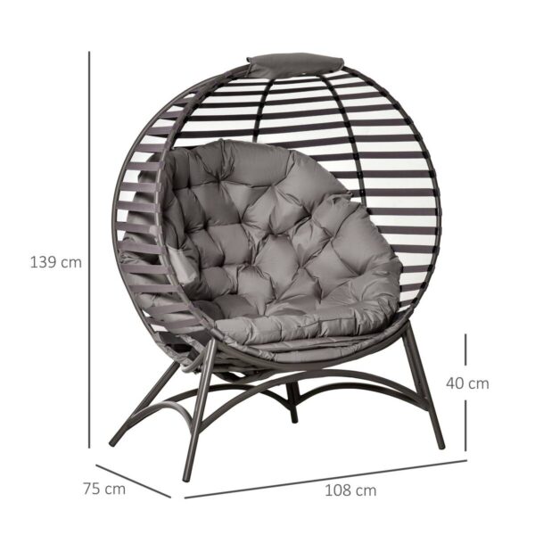 Outsunny Gartenstuhl sand Stahl B/H/L: ca. 75x139x118 cm – Bild 4