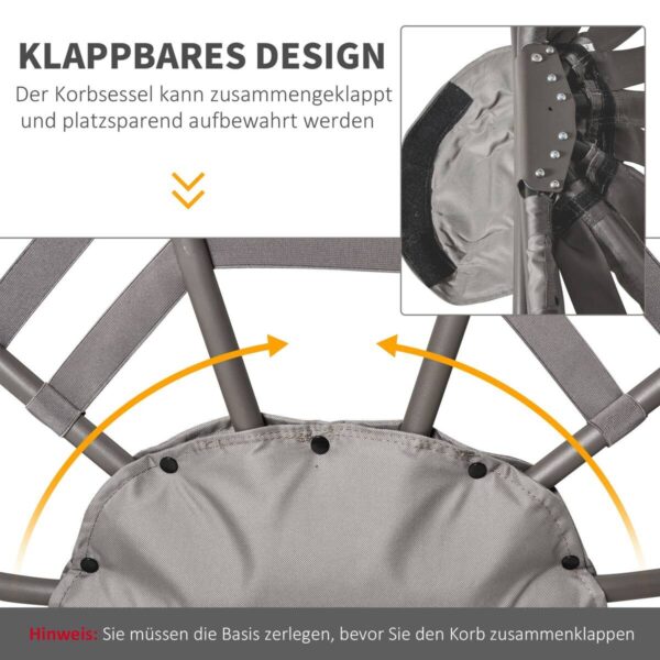 Outsunny Gartenstuhl sand Stahl B/H/L: ca. 75x139x118 cm – Bild 5
