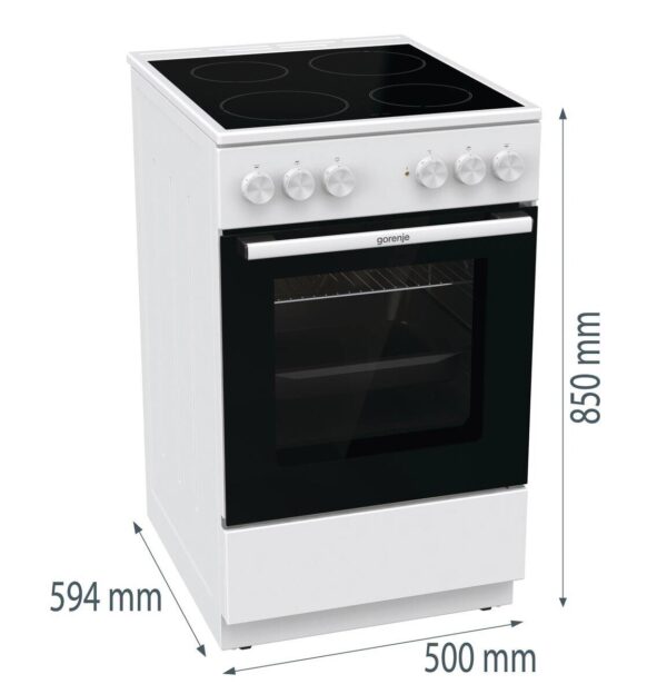 Gorenje Standherd 50cm mit Glaskeramikkochfeld GEC5A22WG weiß B/H/T: ca. 50x85x60 cm – Bild 5