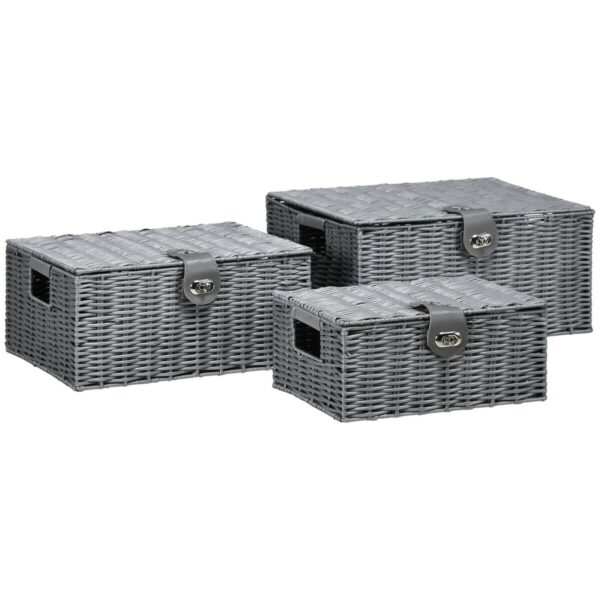 HOMCOM Aufbewahrungskorb grau Metall B/H/L: ca. 28,5x35,5x18 cm – Bild 2