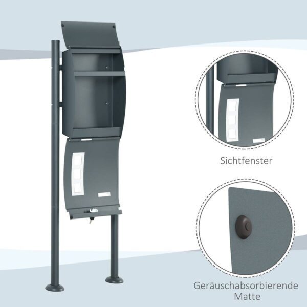 HOMCOM Briefkasten dunkelgrau B/H/L: ca. 15x44x114 cm – Bild 3