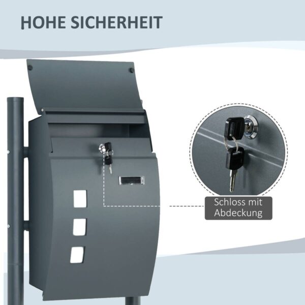 HOMCOM Briefkasten dunkelgrau B/H/L: ca. 15x44x114 cm – Bild 4