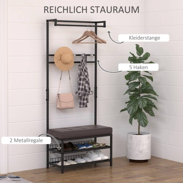 HOMCOM Garderobe schwarz Polypropylen B/H/L: ca. 35x72,5x180 cm – Bild 3