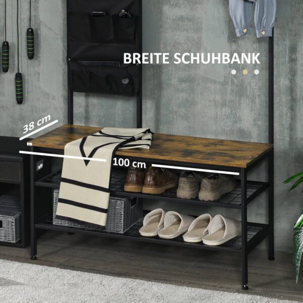 HOMCOM Garderobe braun Spanplatte B/H/L: ca. 40x100x185 cm – Bild 2