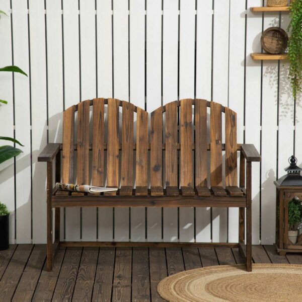 Outsunny Gartenbank grau Holz B/H/L: ca. 63x114x86 cm – Bild 5