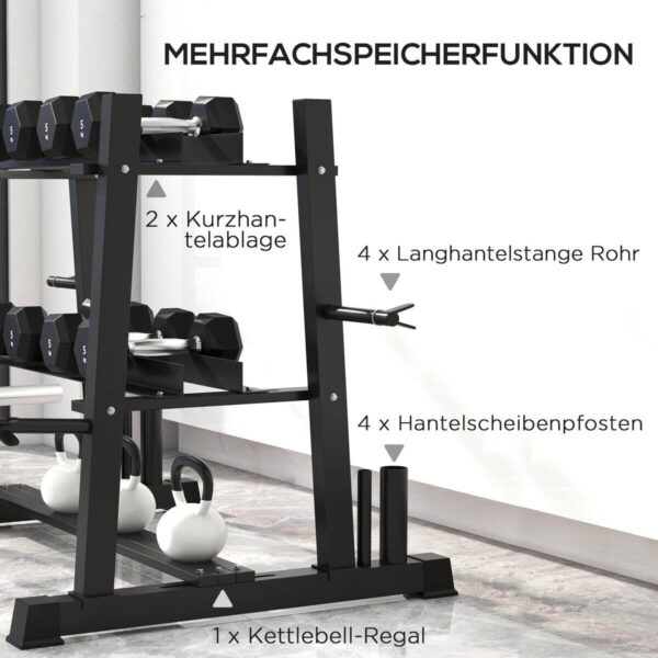 SPORTNOW Hantelständer schwarz Polypropylen B/H/L: ca. 75x131x80 cm – Bild 3