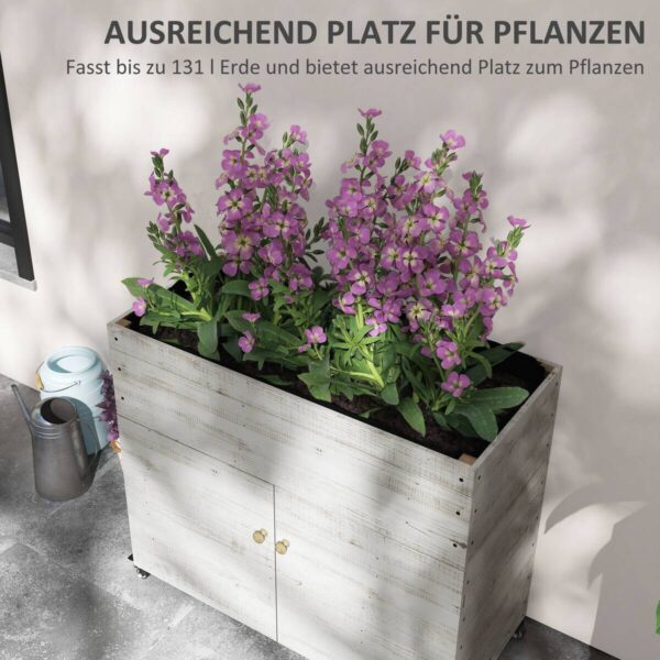Outsunny Hochbeet weiß Holz B/H/L: ca. 50x110x95 cm – Bild 2