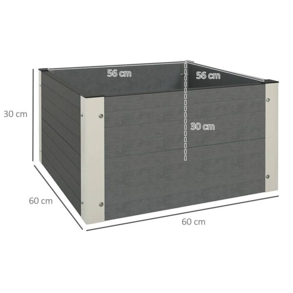 Outsunny Hochbeet grau Polypropylen B/H/L: ca. 60x60x30 cm – Bild 2