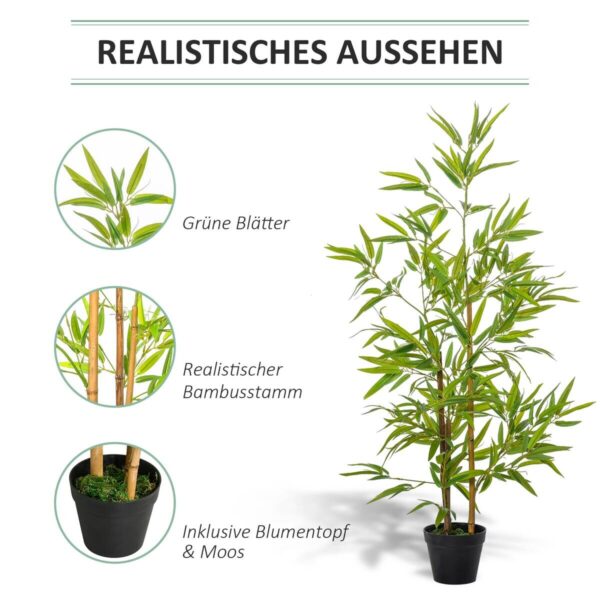 Outsunny Kunstpflanze grün Edelstahl B/H/L: ca. 15,5x15,5x120 cm – Bild 5