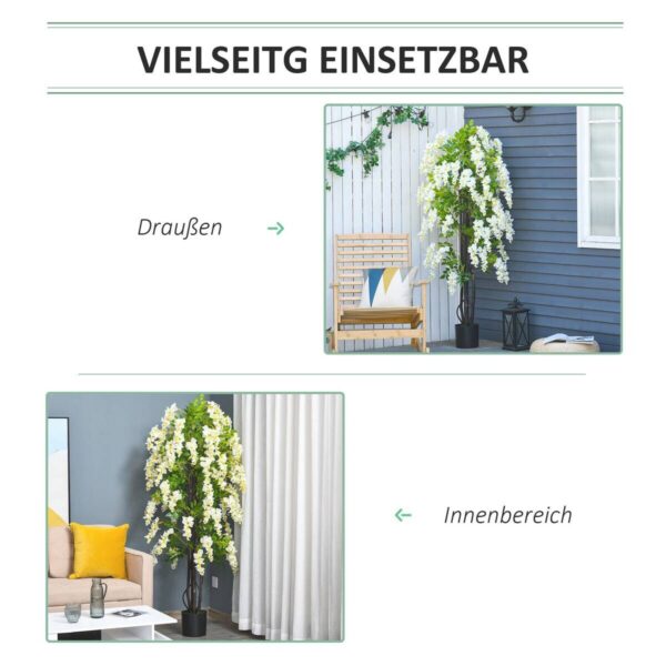 Outsunny Kunstpflanze weiß Polypropylen B/H/L: ca. 24x24x165 cm – Bild 4