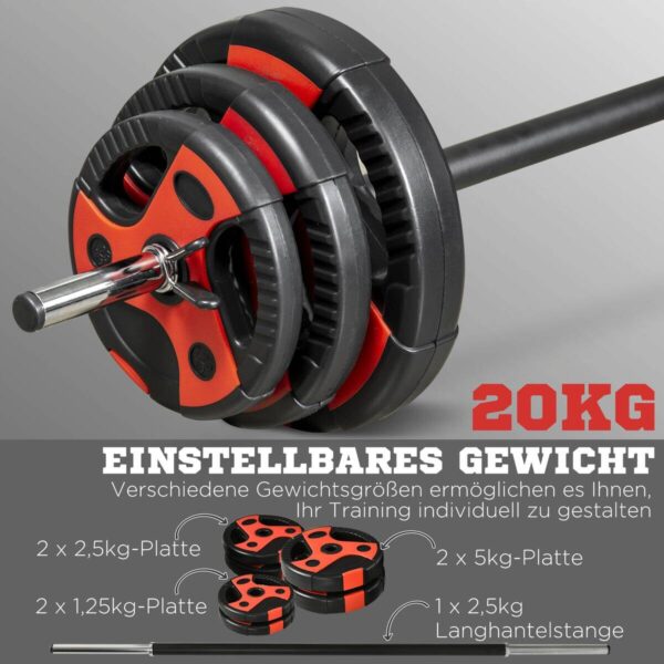 SPORTNOW Hantel-Set rot Kunststoff B/H/L: ca. 17x140x17 cm – Bild 4