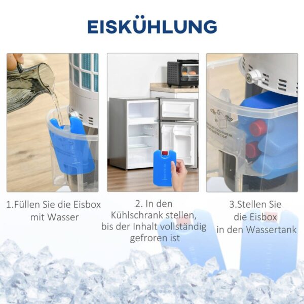 HOMCOM Luftkühler weiß Edelstahl Kunststoff Polypropylen B/H/L: ca. 30x30x100,8 cm – Bild 3