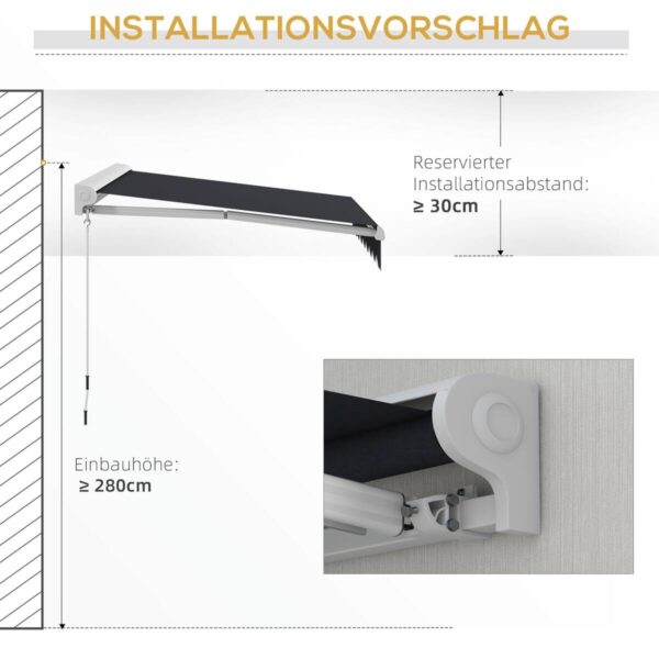 Outsunny Markise grau B/H/L: ca. 250x200x150 cm – Bild 4