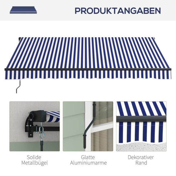 Outsunny Markise blau B/H: ca. 290x350 cm – Bild 5
