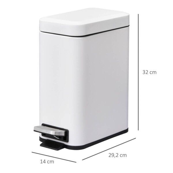 HOMCOM Mülleimer weiß B/H/L: ca. 14x29,2x32 cm HOMCOM Mülleimer weiß B/H/L: ca. 14x29,2x32 cm – Bild 3