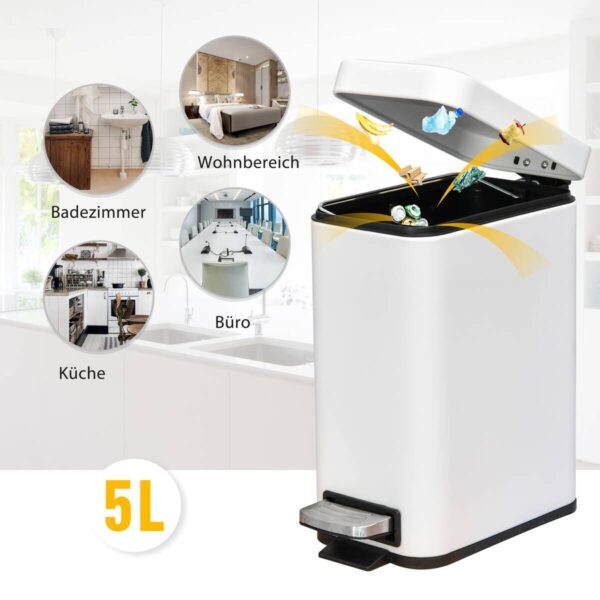 HOMCOM Mülleimer weiß B/H/L: ca. 14x29,2x32 cm HOMCOM Mülleimer weiß B/H/L: ca. 14x29,2x32 cm – Bild 5