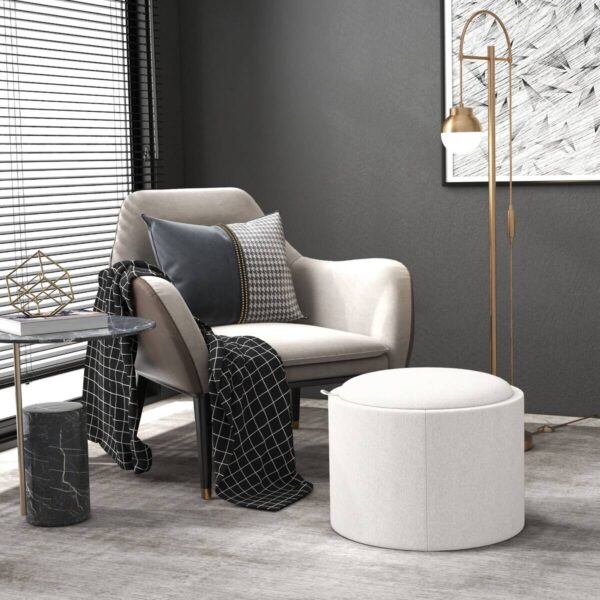 HOMCOM Hocker cremeweiß B/H/L: ca. 56x56x42 cm – Bild 3