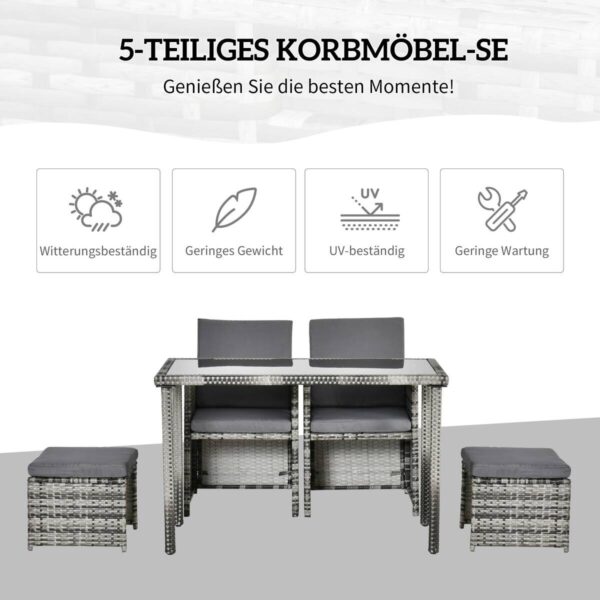 Outsunny Sitzgruppe grau Glas B/H/L: ca. 60x120x72 cm Outsunny Sitzgruppe grau Glas B/H/L: ca. 60x120x72 cm – Bild 2