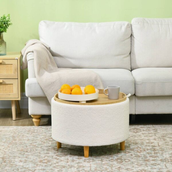 HOMCOM Hocker weiß B/H/L: ca. 56x56x42 cm – Bild 4