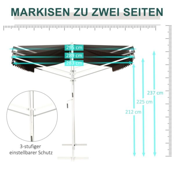 Outsunny Markise braun B/H/L: ca. 298x395x255 cm – Bild 2