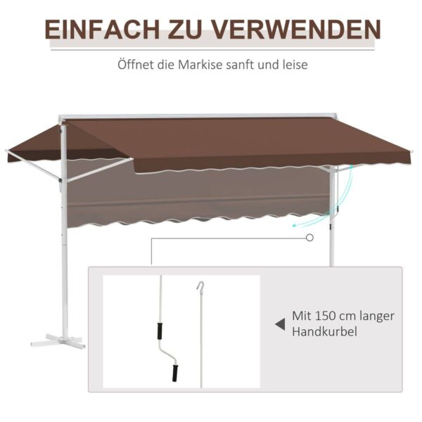 Outsunny Markise braun B/H/L: ca. 298x395x255 cm – Bild 4