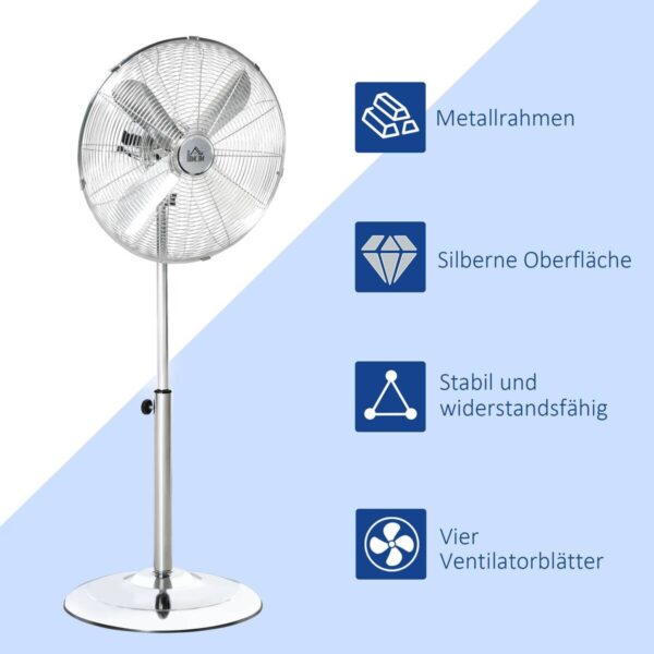 HOMCOM Ventilator silber Polypropylen Edelstahl B/H/L: ca. 44,5x44,5x87 cm HOMCOM Ventilator silber Polypropylen Edelstahl B/H/L: ca. 44,5x44,5x87 cm – Bild 2