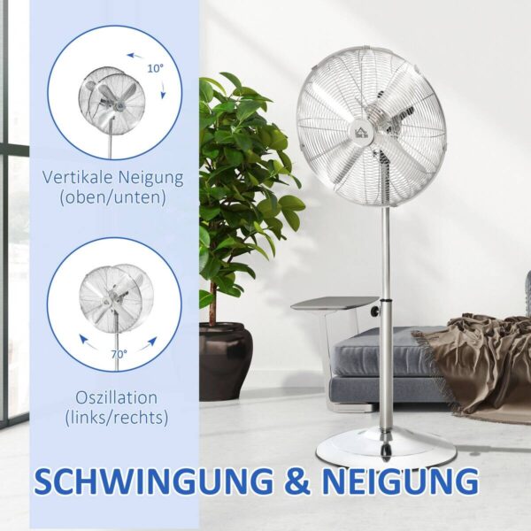 HOMCOM Ventilator silber Polypropylen Edelstahl B/H/L: ca. 44,5x44,5x87 cm HOMCOM Ventilator silber Polypropylen Edelstahl B/H/L: ca. 44,5x44,5x87 cm – Bild 5