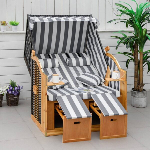 Outsunny Strandkorb grau Polypropylen B/H/L: ca. 79x118x160 cm – Bild 2