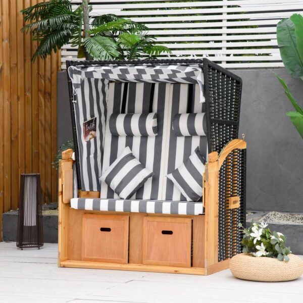 Outsunny Strandkorb grau Polypropylen B/H/L: ca. 79x118x160 cm – Bild 3