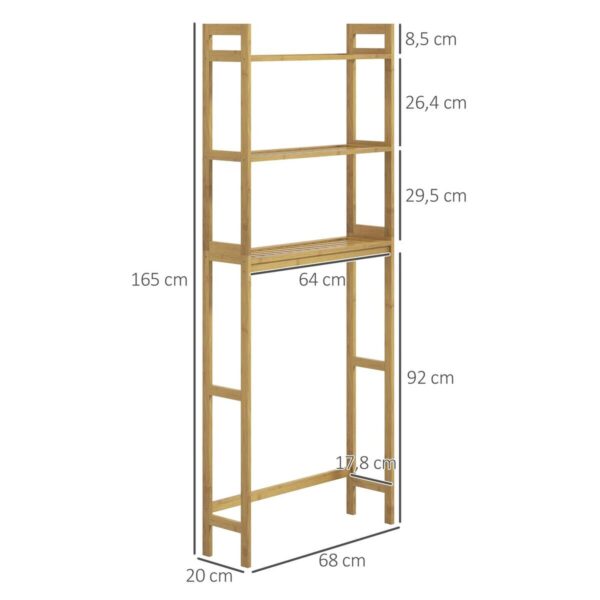 Badregal natur Bambus B/H/L: ca. 20x68x165 cm Badregal natur Bambus B/H/L: ca. 20x68x165 cm – Bild 3