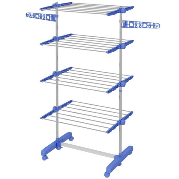 HOMCOM Wäscheständer blau Polypropylen B/H/L: ca. 55x142x172 cm – Bild 2