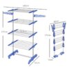HOMCOM Wäscheständer blau Polypropylen B/H/L: ca. 55x142x172 cm – Bild 4